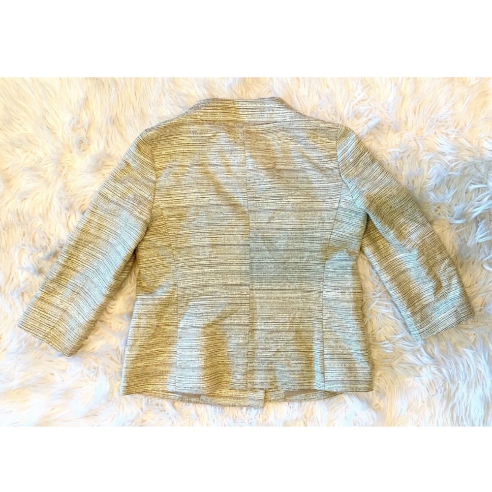 NEW TALBOTS Gold White Textured 3/4 Sleeve Blazer - Picture 4 of 5